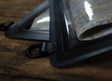 Load image into Gallery viewer, RBW map case with a LatLong map inside. Detail shot showing the quality of the welding, D-ring.