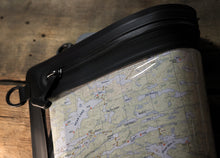 Load image into Gallery viewer, RBW map case with a LatLong map inside. Medium shot showing waterproof zipper and clarity of the material.
